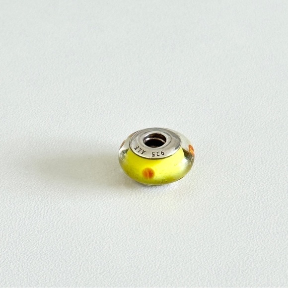 Pandora Yellow Orange Retired Polka Dots Murano Glass Bead Charm - Picture 5 of 5